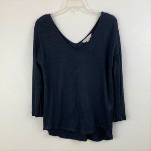 Banana Republic Heritage Black Linen V-Neck Top